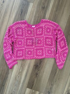 Le Lis Pink Crocheted Swim Coverup